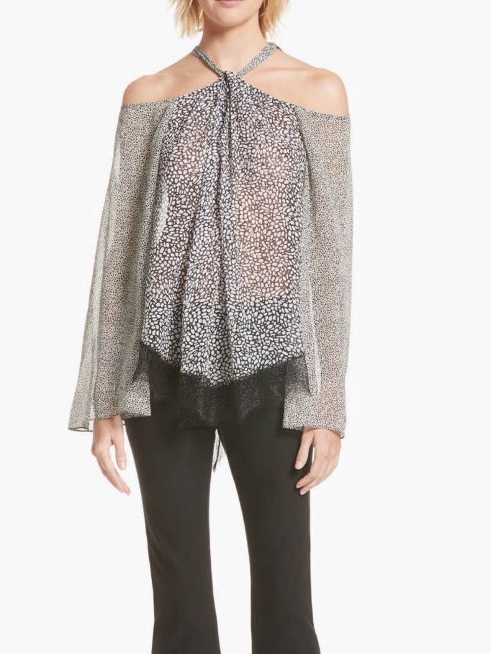 Derek Lam 10 Crosby 100% Silk Cold Shoulder Halter Blouse Women's Size 10